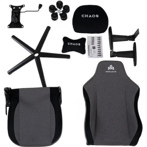 Monarch Gear Chaos Υφασμάτινη Καρέκλα Gaming με Ρυθμιζόμενα Μπράτσα Iron Gray