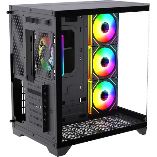 Monarch Gear Pandora Gaming Midi Tower Κουτί Υπολογιστή με Πλαϊνό Παράθυρο Μαύρο