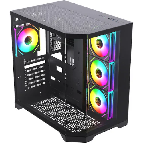 Monarch Gear Pandora Gaming Midi Tower Κουτί Υπολογιστή με Πλαϊνό Παράθυρο Μαύρο