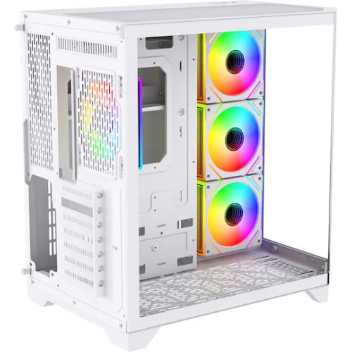 Monarch Gear Pandora Gaming Midi Tower Κουτί Υπολογιστή με Πλαϊνό Παράθυρο Λευκό