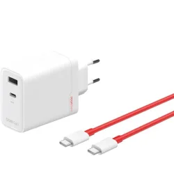 OnePlus Φορτιστής με Θύρα USB-A και Θύρα USB-C και Καλώδιο USB-C - USB-C 120W Power Delivery Λευκός (SuperVooc)