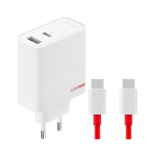OnePlus Φορτιστής με Θύρα USB-A και Θύρα USB-C και Καλώδιο USB-C - USB-C 120W Power Delivery Λευκός (SuperVooc)