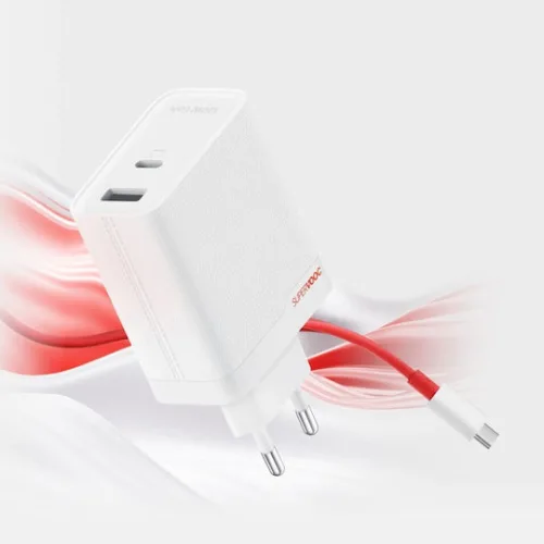 OnePlus Φορτιστής με Θύρα USB-A και Θύρα USB-C και Καλώδιο USB-C - USB-C 120W Power Delivery Λευκός (SuperVooc)