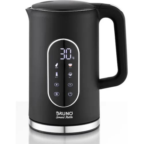 Bruno Βραστήρας νερού προηγμένων λειτουργιών, Ψηφιακός με διπλό τοίχωμα BRN-0245, 1.7L 2200W, Μαύρος