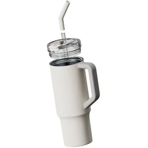 Xiaomi Κούπα Θερμός Πλαστικό 1lt White με Καλαμάκι