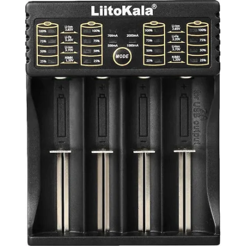 LiitoKala LII-402 USB Φορτιστής 4 Μπαταριών Li-ion/Ni-Cd/Ni-MH Μεγέθους AA/AAA/18650/16340/26650/14500