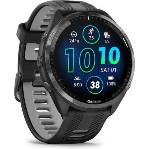Garmin Forerunner 965 Titanium 47mm Αδιάβροχο Smartwatch με Παλμογράφο (Black/Powder Grey)
