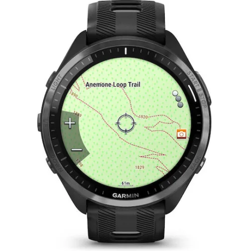 Garmin Forerunner 965 Titanium 47mm Αδιάβροχο Smartwatch με Παλμογράφο (Black/Powder Grey)