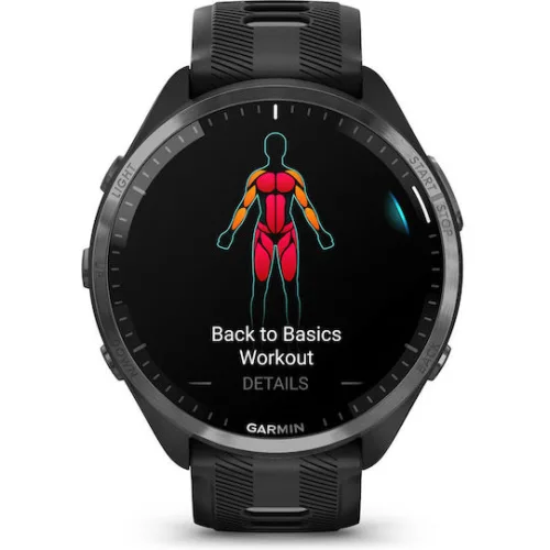 Garmin Forerunner 965 Titanium 47mm Αδιάβροχο Smartwatch με Παλμογράφο (Black/Powder Grey)