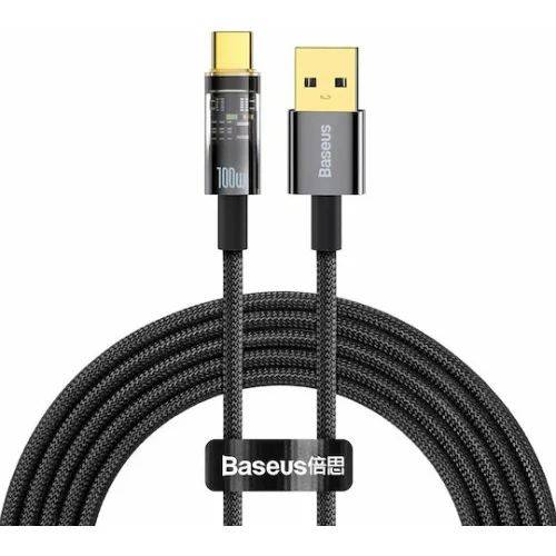 Baseus Explorer Braided USB 2.0 Cable USB-C male - USB-A 100W Μαύρο 2m (CATS000301)