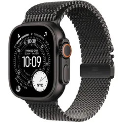Apple Watch Ultra 3 Titanium 49mm Αδιάβροχο με eSIM και Παλμογράφο (Black Titanium Case with Black Titanium Milanese Loop - Medium)