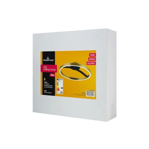 Powertech Πλαφονιέρα Οροφής 38εκ. Χρυσή με Ενσωματωμένο LED