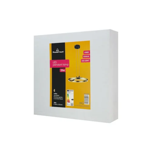 Powertech Ρυθμιζόμενο Κρεμαστό Φωτιστικό Χρυσό LED με Φυσικό Λευκό Φως 38x38x120εκ.