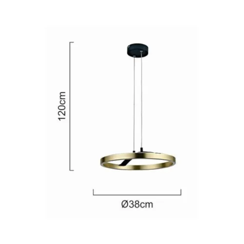 Powertech Ρυθμιζόμενο Κρεμαστό Φωτιστικό Χρυσό LED με Φυσικό Λευκό Φως 38x38x120εκ.