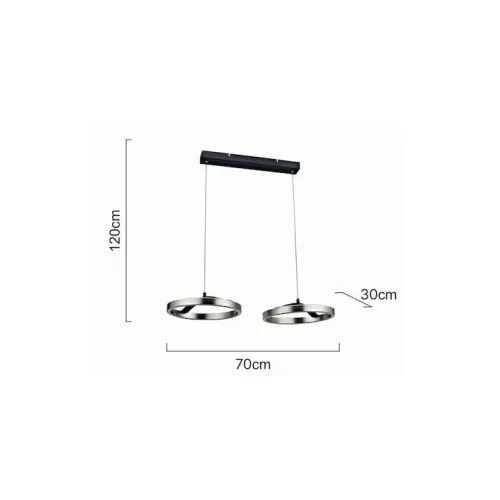 Powertech Ρυθμιζόμενο Κρεμαστό Φωτιστικό Ασημί LED με Φυσικό Λευκό Φως 70x30x120εκ.