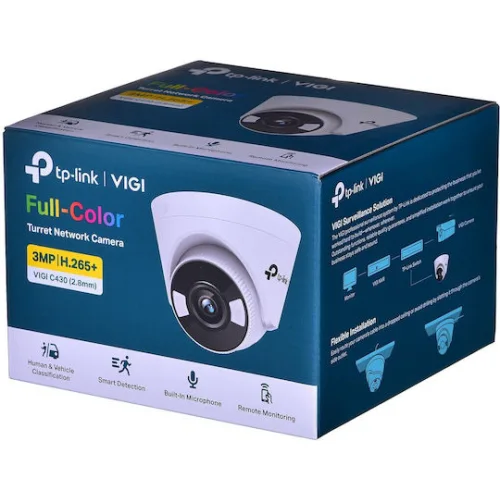 TP-LINK Vigi C430 v1 IP Κάμερα Παρακολούθησης Full HD+ 3MP Αδιάβροχη με Μικρόφωνο και Φακό 2.8mm