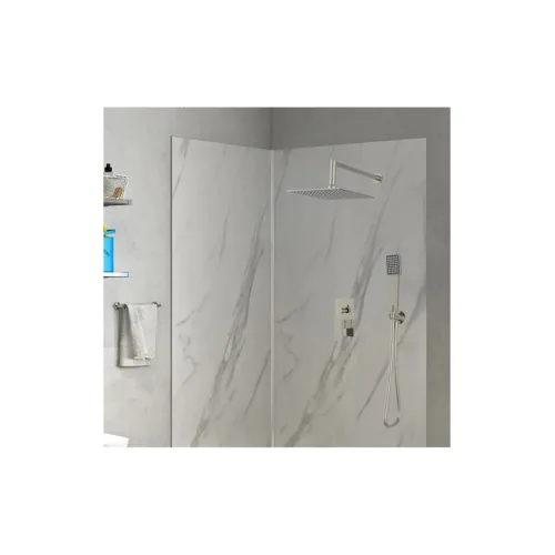 Bruno Σετ Μίκτης, Τηλέφωνο & Κεφαλή Ντουζ Εντοιχισμού για Ντουζιέρα Ασημί