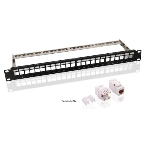 Goobay Κάλυμμα Πάνελ για Rack 1U 19" 24 Θυρών Μαύρο