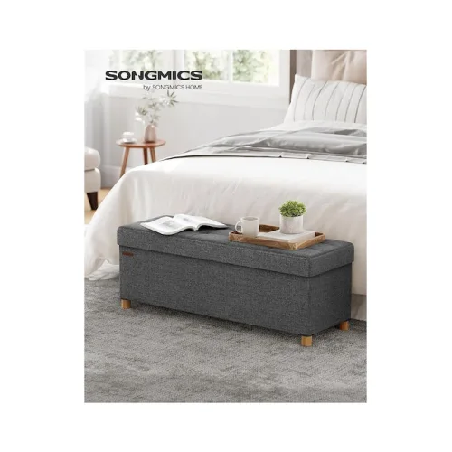 Σκαμπό Ταμπουρέ με Αποθηκευτικό Χώρο Επενδυμένο με Ύφασμα Γκρι 110x38x40εκ.