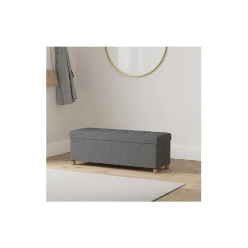 Σκαμπό Ταμπουρέ με Αποθηκευτικό Χώρο Επενδυμένο με Ύφασμα Γκρι 110x38x40εκ.