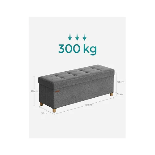 Σκαμπό Ταμπουρέ με Αποθηκευτικό Χώρο Επενδυμένο με Ύφασμα Γκρι 110x38x40εκ.