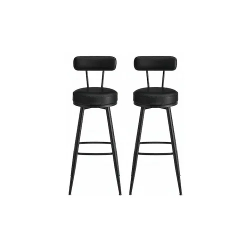 Σκαμπό Μπαρ με Πλάτη Μεταλλικό Μαύρο 2τμχ