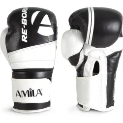 AMILA Γάντια Πυγμαχίας Δερμάτινα για Αγώνα Μαύρα