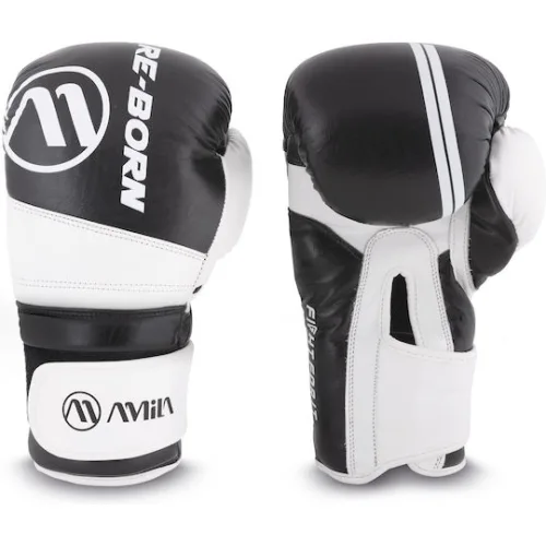 AMILA Γάντια Πυγμαχίας Δερμάτινα για Αγώνα Μαύρα
