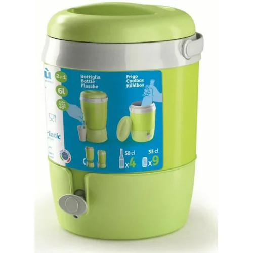 Adriatic Δοχείο με Βρυσάκι Θερμός Πλαστικό 6lt Πράσινο με Λαβή
