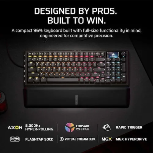 Corsair Vanguard Pro 96 Ηall Effect Gaming Πληκτρολόγιο 96% με Corsair MGX διακόπτες και RGB φωτισμό (Αγγλικό US)
