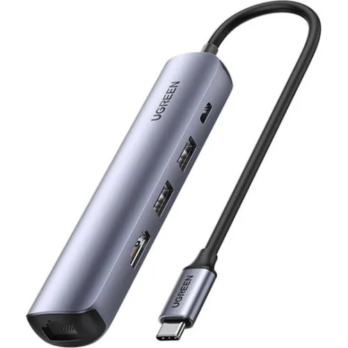 Ugreen CM418 USB-C Docking Station με HDMI 4K PD Ethernet Γκρι