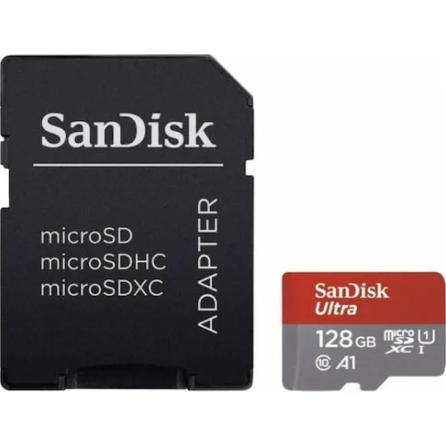 Sandisk Ultra microSDXC 128GB Class 10 U1 A1 UHS-I με αντάπτορα