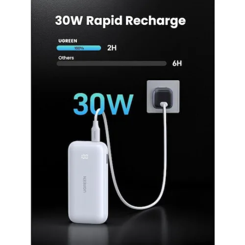 Ugreen PB501 Power Bank 10000mAh 30W Power Delivery / Quick Charge 3.0 Λευκό