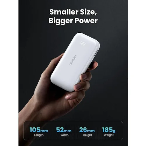 Ugreen PB501 Power Bank 10000mAh 30W Power Delivery / Quick Charge 3.0 Λευκό