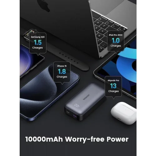 Ugreen PB502 Power Bank 10000mAh 30W με Θύρα USB-A και Θύρα USB-C Power Delivery / Quick Charge 3.0 Γκρι