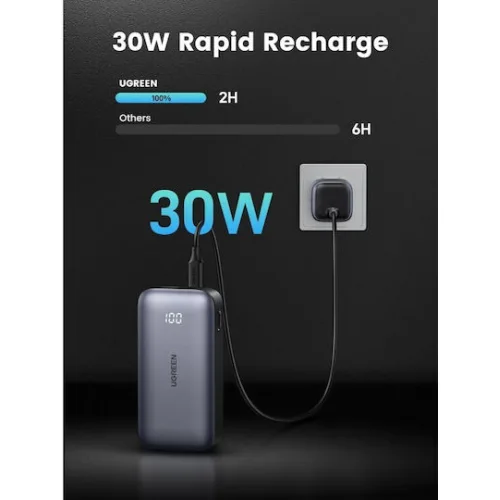 Ugreen PB502 Power Bank 10000mAh 30W με Θύρα USB-A και Θύρα USB-C Power Delivery / Quick Charge 3.0 Γκρι