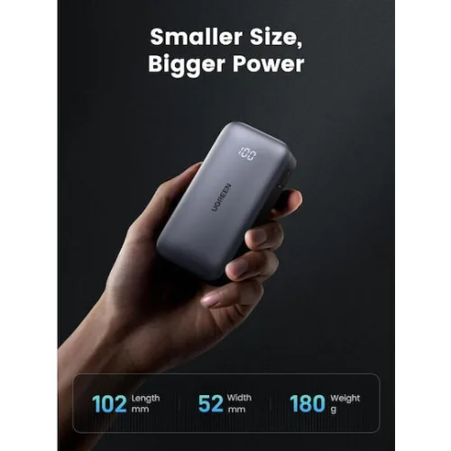 Ugreen PB502 Power Bank 10000mAh 30W με Θύρα USB-A και Θύρα USB-C Power Delivery / Quick Charge 3.0 Γκρι