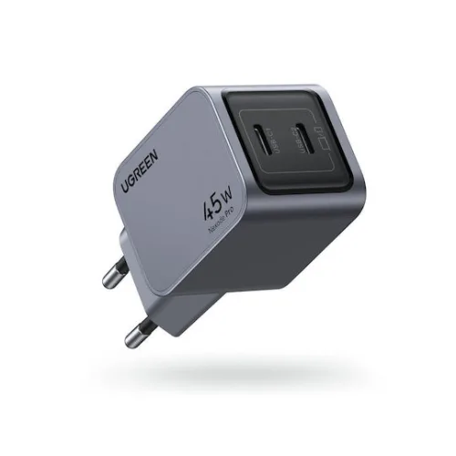 Ugreen Φορτιστής Χωρίς Καλώδιο GaN με 2 Θύρες USB-C 45W Power Delivery / Quick Charge 3.0 Γκρι (Nexode Pro)