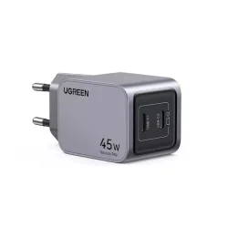Ugreen Φορτιστής Χωρίς Καλώδιο GaN με 2 Θύρες USB-C 45W Power Delivery / Quick Charge 3.0 Γκρι (Nexode Pro)