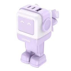 Ugreen Φορτιστής Χωρίς Καλώδιο GaN με Θύρα USB-A και 2 Θύρες USB-C 65W Power Delivery / Quick Charge 4.0 Μωβ (Robot)