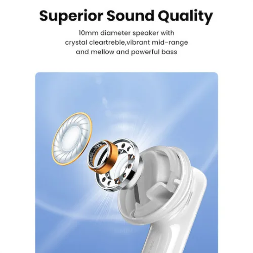 Ugreen HiTune T6 In-ear Bluetooth Handsfree Ακουστικά με Αντοχή στον Ιδρώτα και Θήκη Φόρτισης Λευκά