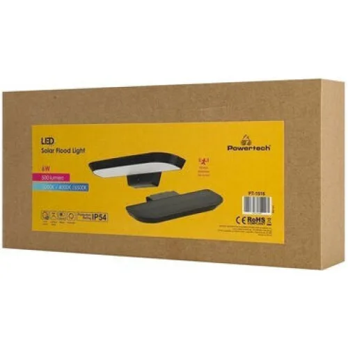 Powertech Ηλιακό Φωτιστικό 6W 500lm Θερμό Λευκό 3000K με Αισθητήρα Κίνησης IP54 28.2x12.94x4.33εκ.