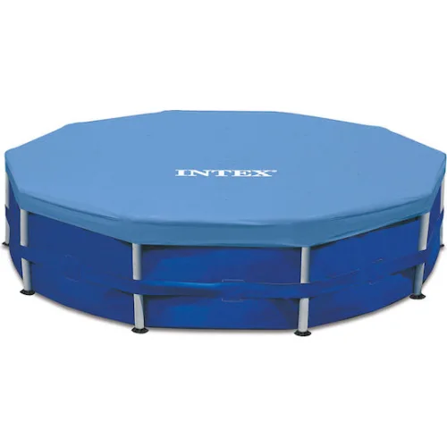 Intex Prism & Metal Frame Αντηλιακό Προστατευτικό Κάλυμμα Πισίνας Στρογγυλό Διαμέτρου 366εκ. Μπλε