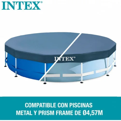 Intex Prism & Metal Frame Αντηλιακό Προστατευτικό Κάλυμμα Πισίνας Στρογγυλό Διαμέτρου 457εκ. Μπλε