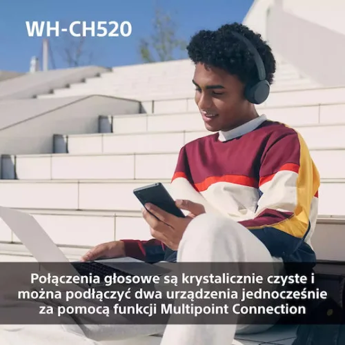 Sony WH-CH520 Ασύρματα / Ενσύρματα On Ear Ακουστικά με 50 ώρες Λειτουργίας και Quick Charge Κίτρινα
