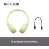 Sony WH-CH520 Ασύρματα / Ενσύρματα On Ear Ακουστικά με 50 ώρες Λειτουργίας και Quick Charge Κίτρινα