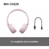 Sony WH-CH520 Ασύρματα / Ενσύρματα On Ear Ακουστικά με 50 ώρες Λειτουργίας και Quick Charge Ροζ