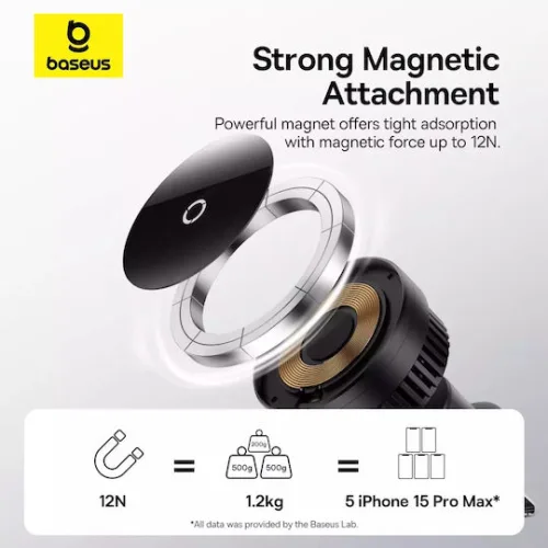 Baseus Βάση Κινητού Αυτοκινήτου MagPro 15W με Μαγνήτη και Ασύρματη Φόρτιση Μαύρη