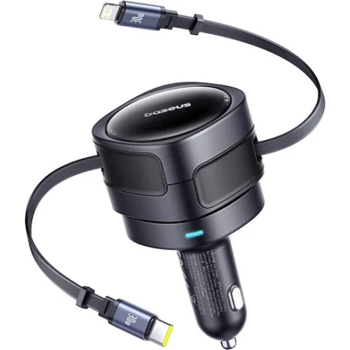 Baseus Enjoyment Max Car Charger Φορτιστής Αυτοκινήτου 60W Γρήγορης Φόρτισης μαζί με Καλώδιο Lightning / Type-C Μαύρο Χρώμα