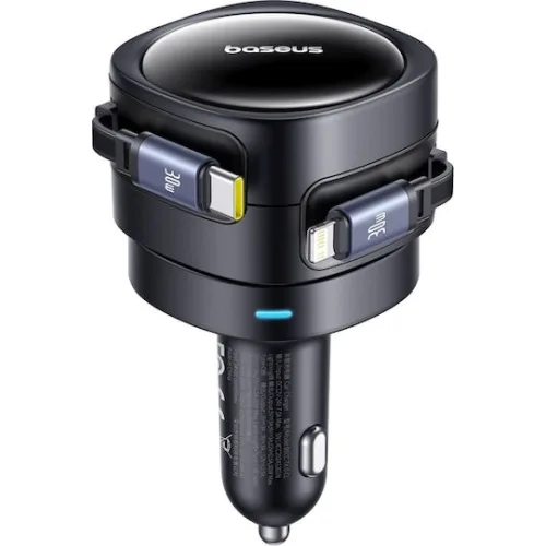 Baseus Enjoyment Max Car Charger Φορτιστής Αυτοκινήτου 60W Γρήγορης Φόρτισης μαζί με Καλώδιο Lightning / Type-C Μαύρο Χρώμα